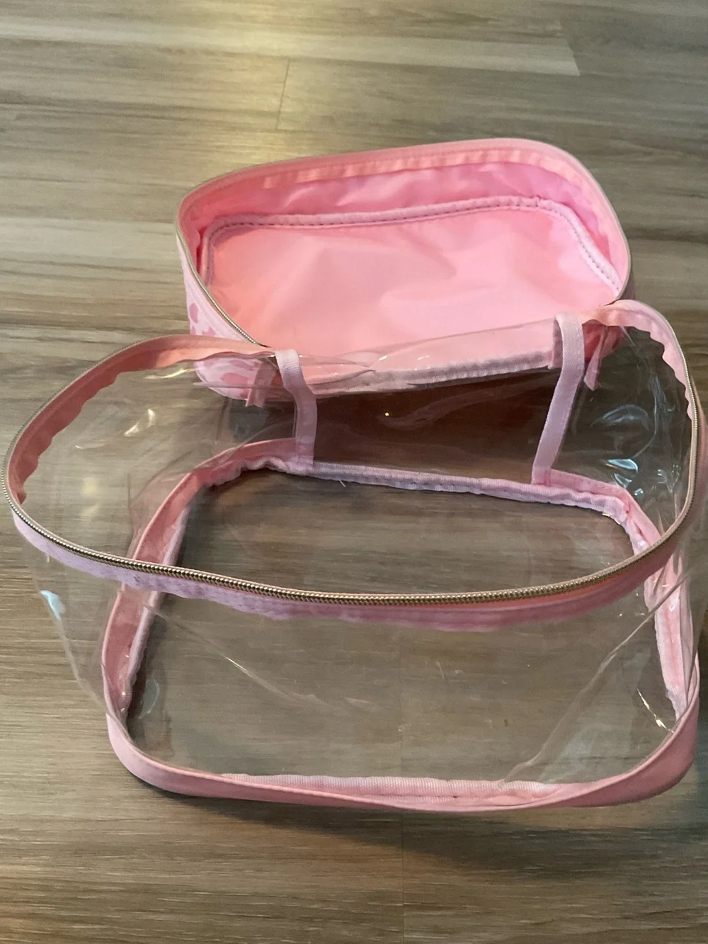 Pink Leopard Print Clear Cosmetic Train Case - Travel Makeup Organizer